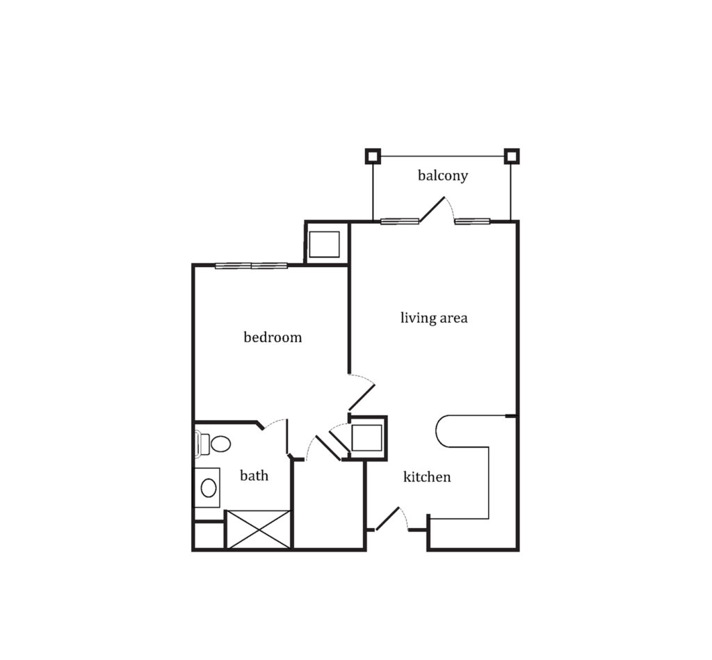 Sumter Senior Living Independent Living Bogart One Bedroom floor plan image.