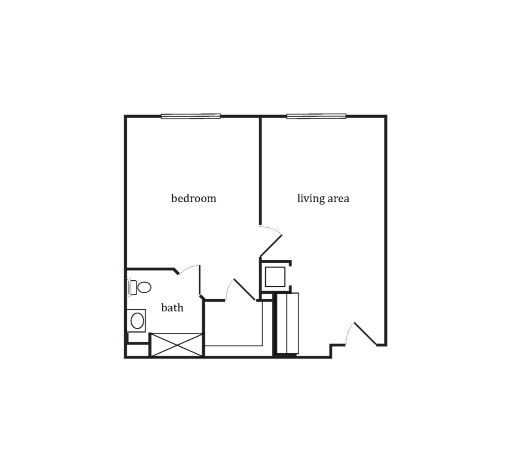 Sumter Senior Living Assisted Living The Glenview One Bedroom floor plan image.