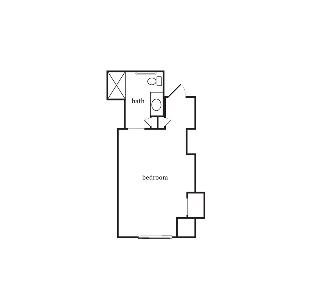 Sumter Senior Living Memory Care Heron Suite One Bedroom floor plan image.