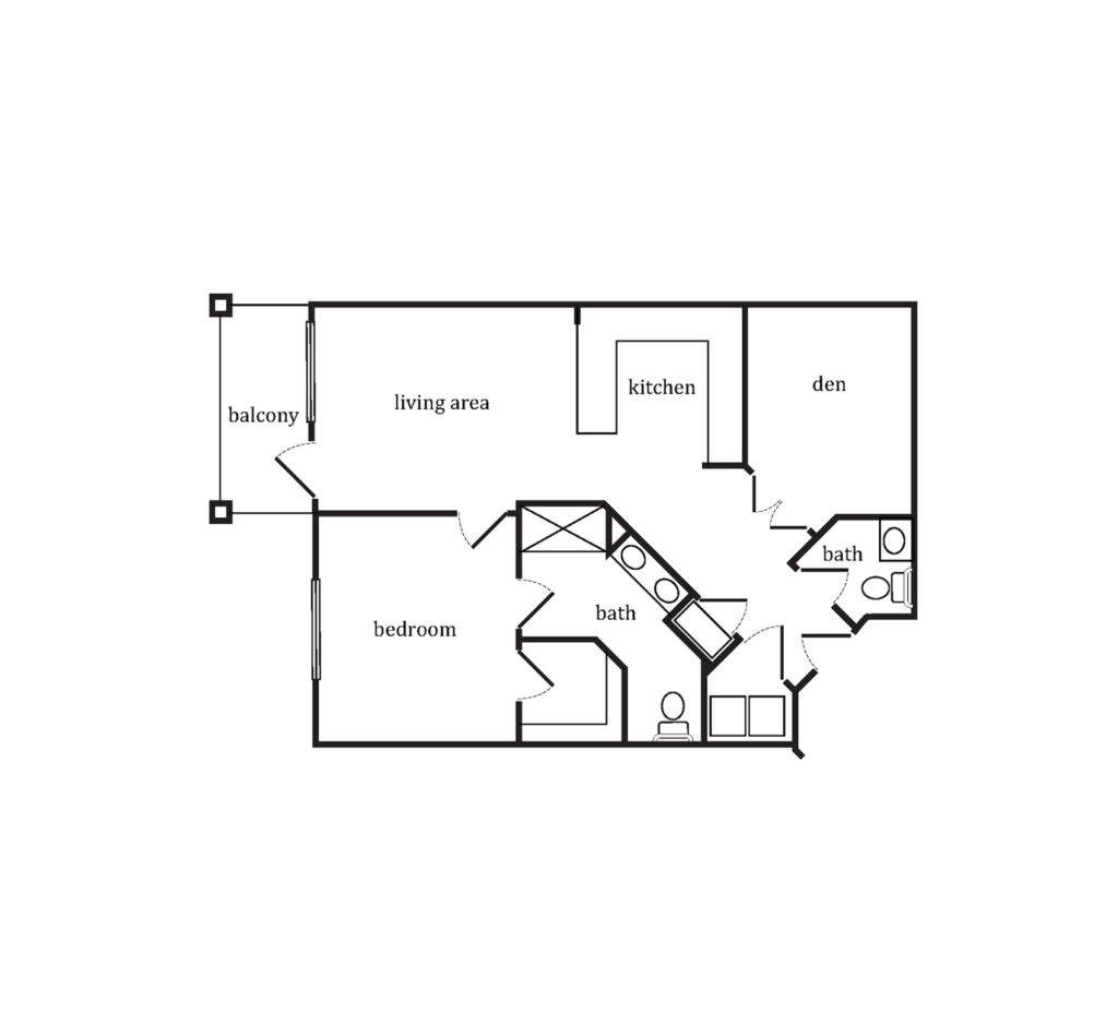 Sumter Senior Living Independent Living Hilltop One Bedroom floor plan image.