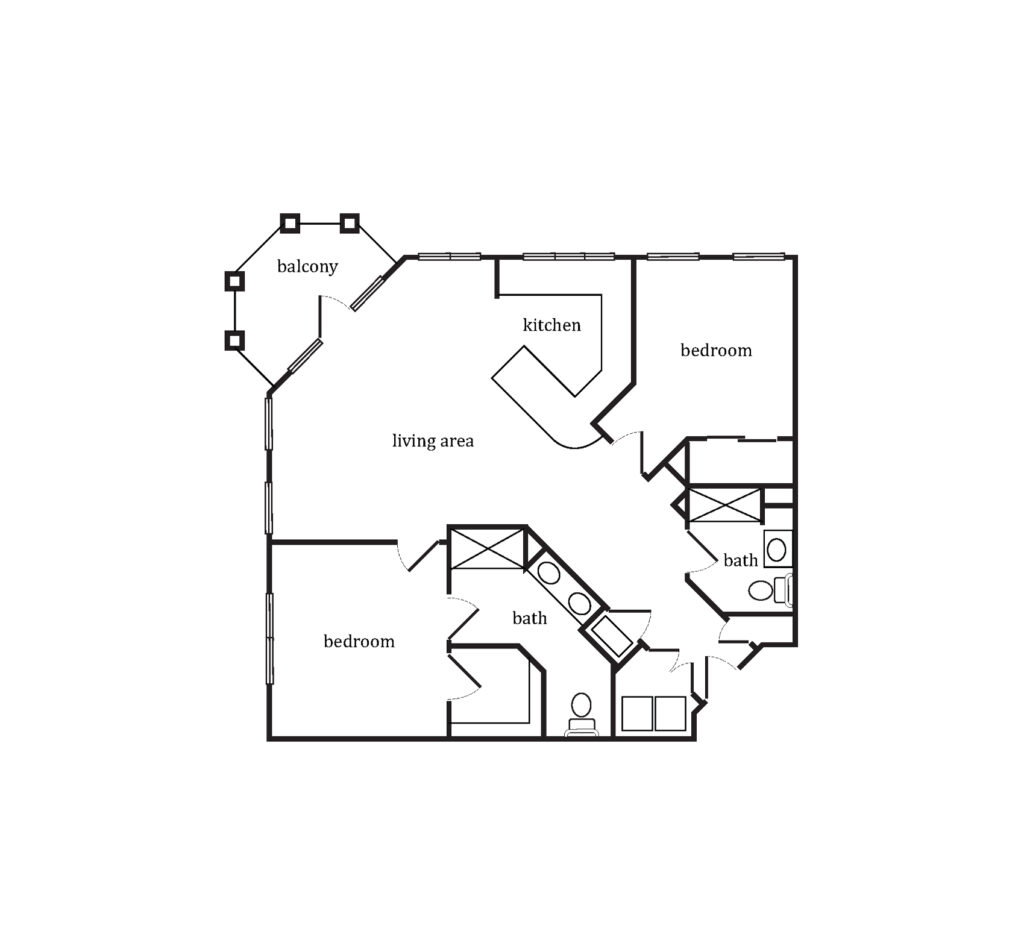 Sumter Senior Living Independent Living Roosevelt Two Bedroom floor plan image.