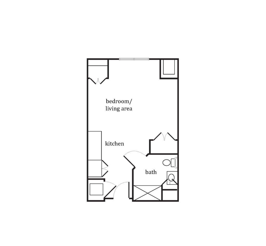 Sumter Senior Living Independent Living Sarasota Studio floor plan image.