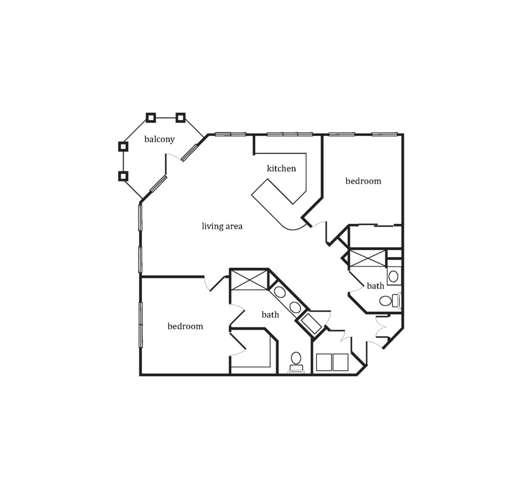 Sumter Senior Living Independent Living Truman Two Bedroom floor plan image.
