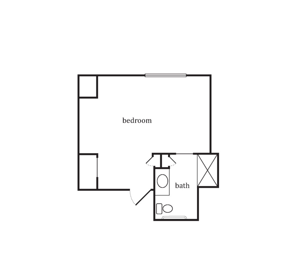 Sumter Senior Living Memory Care Volusia One Bedroom floor plan image.